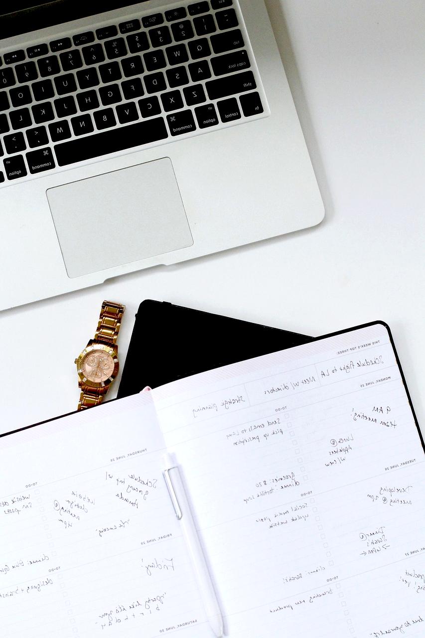 Clock surrounded by organized objects